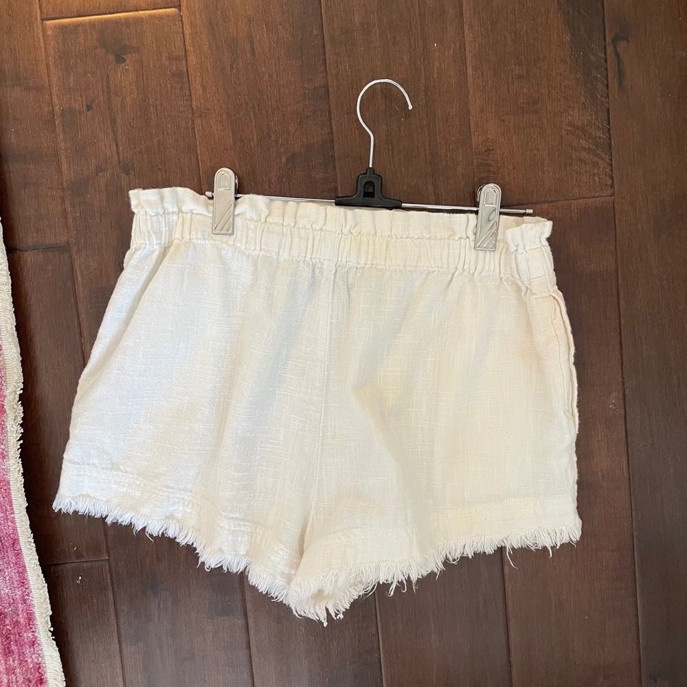 White linen shorts
